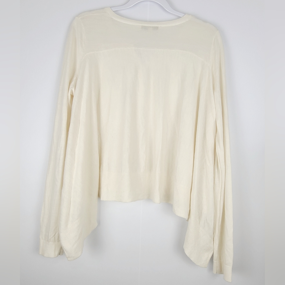 Dorothee Schumacher button-down wool asymmetrical cardigan, Sz XL (PTP 21.5") - Picture 2 of 8